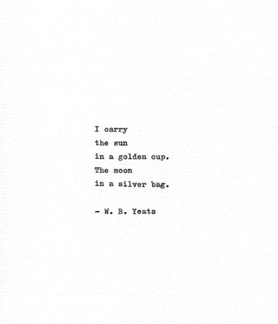 W. B. Yeats Letterpress Poetry Art 'Sun and Moon'