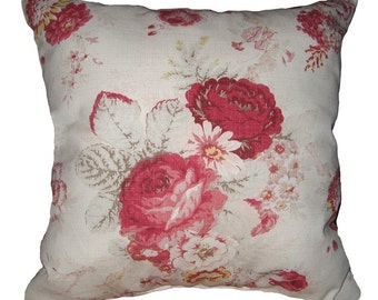 Floral Throw Pillow - Waverly Norfolk Rose Vintage Decorative Throw Pillow Free Shipping