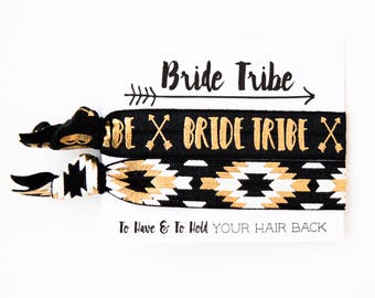 YOU DESIGN Bride Tribe Bachelorette Hair Tie Favors | Bride Tribe Hair Tie Favors, Aztec Tribal Print Boho Bachelorette Party Hair Tie Favor
