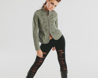 Vintage Military Army Green Jacket / Sgt Pepper Jacket / Khaki Green Blazer / Coat / Military Style / Couture Style