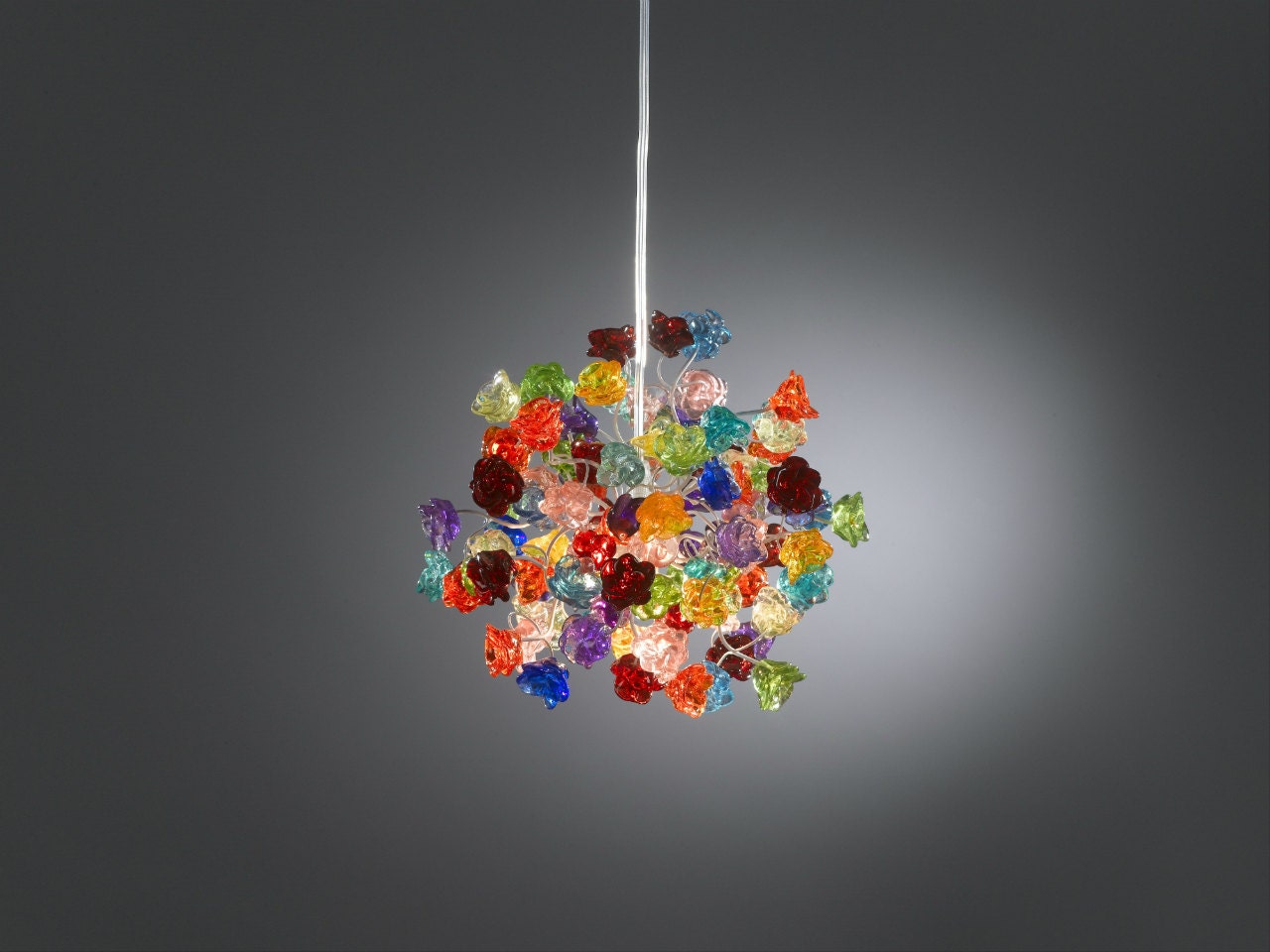 Ceiling Light Fixture With Rainbow Color Roses Pendent Zoom