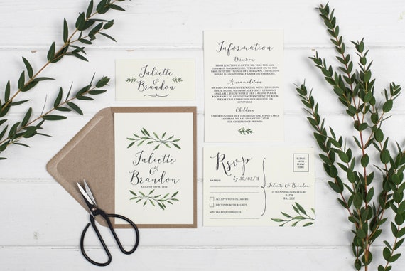 Rustic Wedding Invitation Set - A6 Natural Woodland
