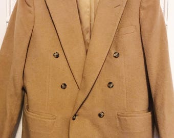 Vintage 80's Saks Fifth Avenue Camel Hair Beige Peacoat