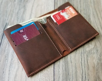 Minimalist Wallet, Distressed Leather Wallet, Minimalist Classic Billfold, Classic Leather Wallet, Cowhide Billfold Wallet
