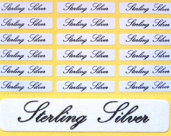 130 x Self Adhesive Jewellery Labels For Sterling Silver ~ 30mm x 5mm