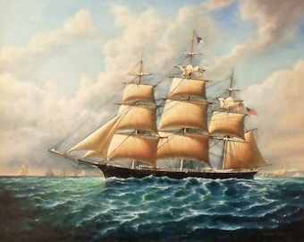 Clipper Ship, Oil Painting, Tall Ships, Ocean Sailing Ships