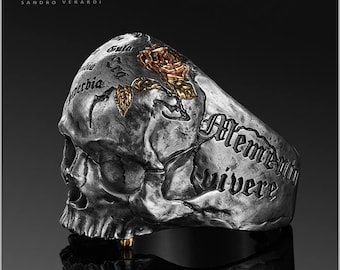 Biker Ring Skull Silver Men Ring Vanitas Memento mori by SANDRO VERARDI /R015