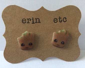 Handmade Plastic Fandom Earrings - Movie - Groot