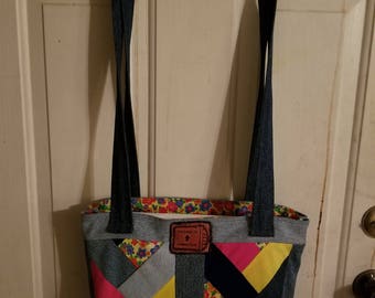 Recycled Blue Jean Book Bag