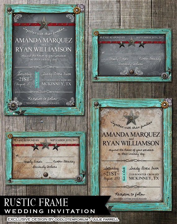 Rustic Frame Wedding Invitation Digital Printables2 Rustic Frame Wedding Invitation Digital Printables2