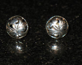 Vintage Sterling Silver Art Nouveau Stud Earrings 925