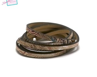 1 m strap leather 5 x 2 mm "curved" Golden gloss/Red