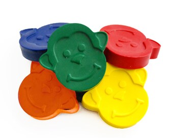 Monkey crayons - Handmade Crayons - Animal Shaped Crayons - Gift for Kids - Set of 6 crayons - Colouring book - Jungle Party - Circus Party