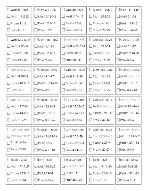 Printable Read the Bible in One Year Plan