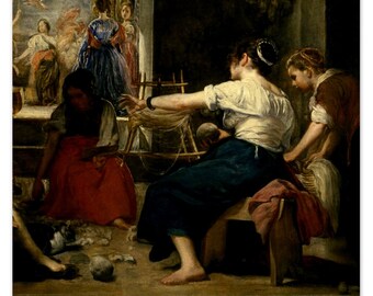 Detail from The Spinners (The Fable of Arachne) by Velazquez - a Frameable Vintage 1954 Art Print