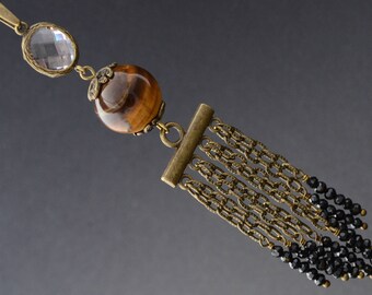 Gypsy Necklace Boho Necklace Long Necklace Long Boho Necklace Boho Jewelry Tiger Eye Necklace Unique Necklace Lariat Necklace Stone Necklace