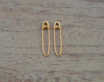 1.25'' Gold safety pin earrings jewelry punk earrings safety pin movement solidarity dangle earrings handmade gift hoop earrings 9K 14K 18K