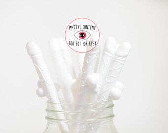 White Bachelorette Penis Straws Set of 10 / Bachelorette Party Straws / Bachelorette Party Penis Decor / Bridal Shower Straws