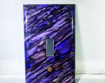 Alcohol Ink Switchplate, Single Switchplate, Purple Home Decor, Unique Decor, Switchplate