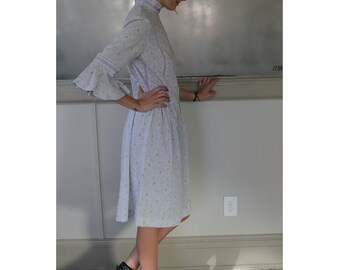 Handmade Pastel Daisy Fluted Sleeve Sun Dress
