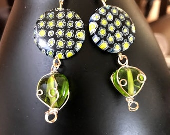 Earrings limes and blue
