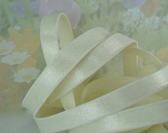 3yds Elastic Satin Ivory Cream 3/8 inch (9mm) Raw White Bra Strap Headband Shiny White Stretch Elastic by the yard 38RWW