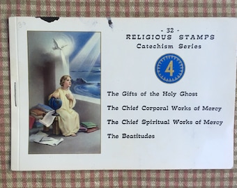 Vintage Catholic Catechism Stamps 1960s Booklet of 32