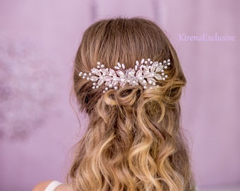 Bridal hair comb Wedding hair piece Bridal hair accessories Bridal hair pin Wedding hair clip Bridal hair piece Silver hair pin Floral pin
