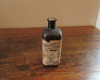 Old Medicine Bottle - Antique Medicine Bottle - Vintage Alternative Juice Bottle - Brown Apothecary Bottle