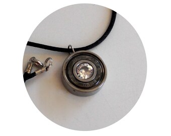 Roller Derby Necklace, Skate Bearing Pendant, Beautiful Cubic Zerconia Bearing Pendant, Great stocking stuffer, Derby Wife Gift, Rollergirl