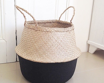 Large seagrass basket storage nursery for Toy of laundry , panier boule