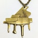 Piano Necklace, Large Gold plated Piano, Brass Piano, Piano Pendant, hollow back, Imperfections, Slight Discoloration near loop hole