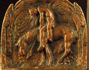 Vintage Bronze Bookends End of the Trail