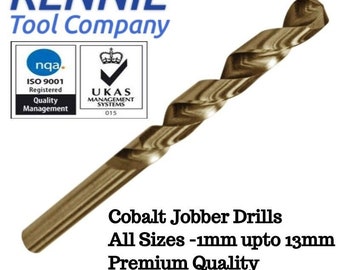 Box Of 10 x HSS Gold Cobalt Jobber Drill Bit For Stainless & Hard Steels. Drills