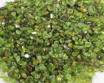 Tumbled Peridot Chips Small Stones Polished 8oz - Size 4mm - 10mm Stone Gemstone No Holes