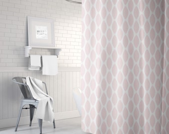 Pink Shower Curtain Ikat Girls Bathroom Decor Fabric Teen Girl
