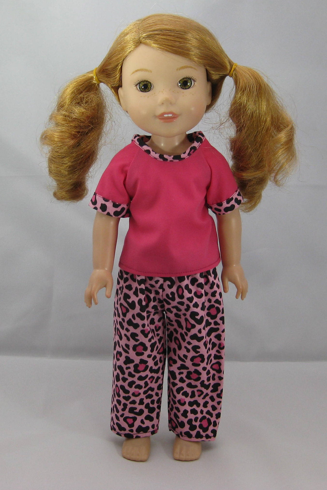 Wellie Wisher Pink Leopard Print Pajama Pants and Pink Top