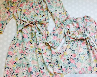 Mother Daughter Dresses - Matching Mother Daughter Dresses - Floral Dress - Open Sleeve Dress - peekaboo sleeves - Flowy Dress - Easter