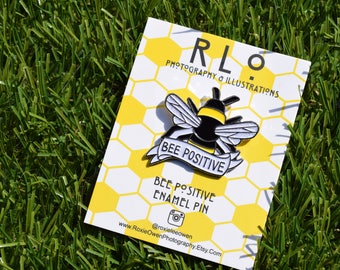 Bee Positive Soft Enamel Pin - Glitter - Glitter Wings- Bee Pin - Gift - Bee Badge - Label Pin - Positive Pin - Mental Health Pin