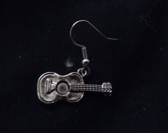 Guitar Earring, Rock Star Earring, Guitar Jewelry, Nickle Free, Silver Plated, Guitar Earring, Country Western Guitar Earring, Mens Earring