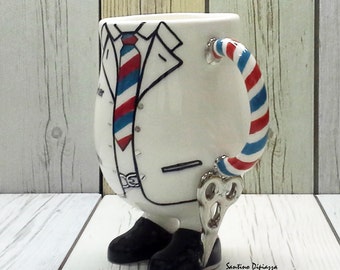 The Barber Coffee Mug - Unique Barber Gift - Hairdresser Cup - Beauty Salon Decor - Hairdresser Mug - Barber Shop Decor - Hair Salon Pottery