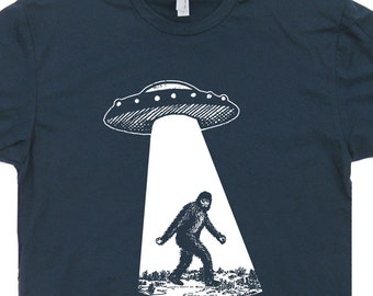 UFO Bigfoot T Shirt UFO Abduction T Shirt Sasquatch T Shirts Ufo T Shirts Cool Alien T Shirts Area 51 Mens Womens Kids Tees Funny T Shirts