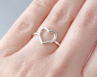 Heart Ring, Sterling Silver Heart Ring, Promise Ring, Heart Jewelry, Love Jewelry, Maid of Honor Gift, Bridesmaid Gift, Gift For Her