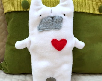 Blanche ~ The White French Bulldog Bummlie ~ Stuffing Free Dog Toy ~ Ready To Ship Today