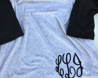 monogram raglan shirt, baseball tee monogram, monogrammed baseball raglan, monogrammed shirt, custom raglan, monogrammed baseball tee