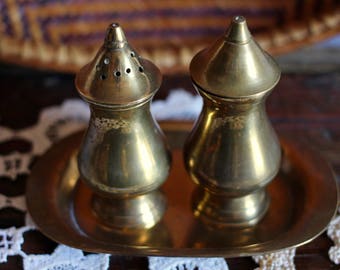 Brass Salt and Pepper - with tray