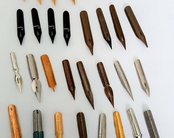 Dip pen nibs, 10 nib sampler, calligraphy nibs, vintage nib pack, sample nib pack, mixed dip pen nibs, mixed nib pack, vintage calligraphy