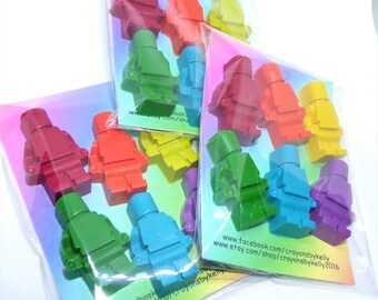 Mini Figure Crayons, Crayon Men Shapes, Lego Figure Crayons, Birthday Gift, Rainbow Crayon, Party Favours, Novelty Gift, Blocs Crayon