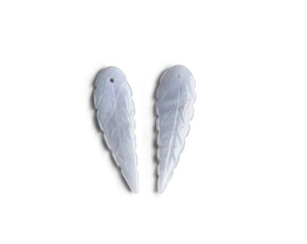 Pair of Blue Lace Agate Leaf Beads