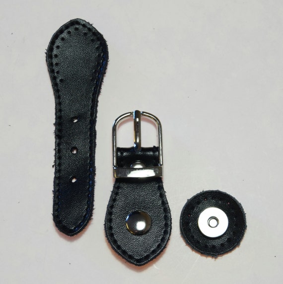 Leather Bag Buckle with MAGNETIC CLASP Black Silver